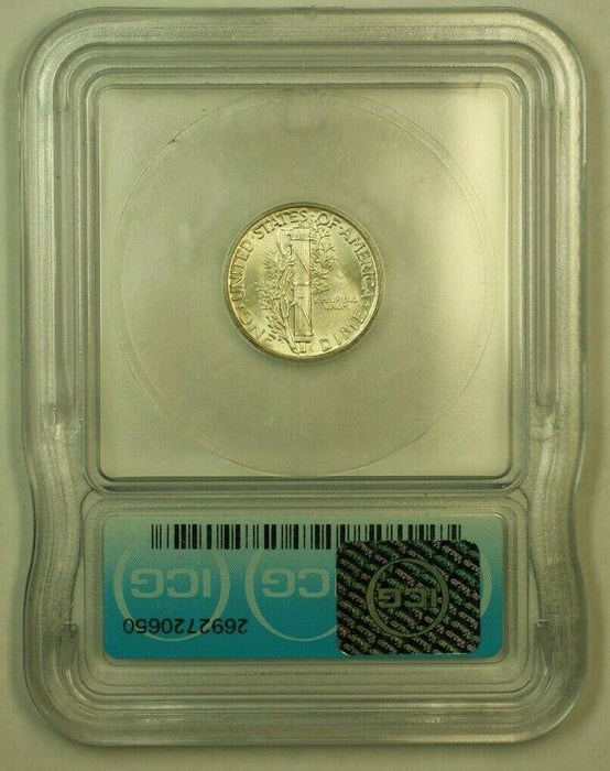 1943 Silver Mercury Dime 10c Coin ICG MS-65 L