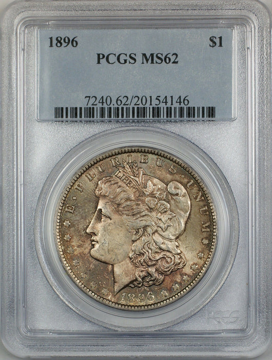 1896 Morgan Silver Dollar $1 Coin PCGS MS-62 Toned (4C)