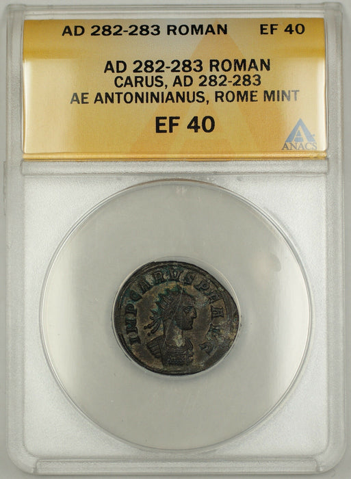 AD 282-283 Roman Antoninianus Coin Carus Rome Mint ANACS EF-40 AKR