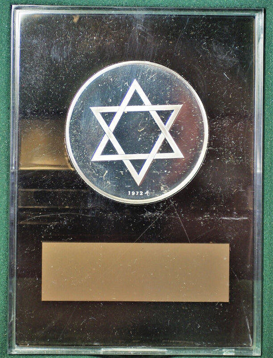 1972 Franklin Mint Jewish Star Oil Lamp Israel Proof SIlver Menorah Medal Box 1