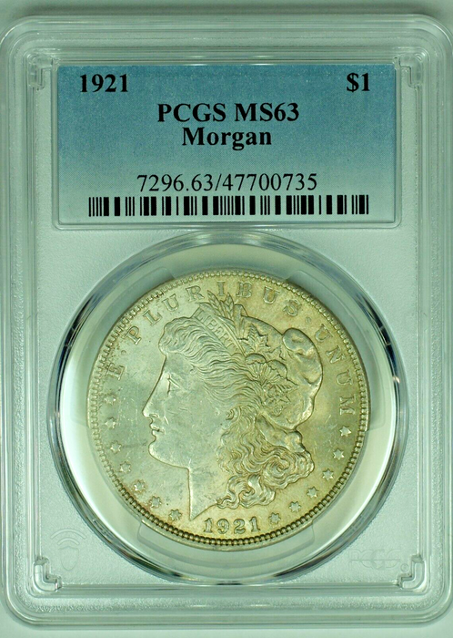 1921 Morgan Silver $1 Dollar Coin Toned PCGS MS 63 (4) B