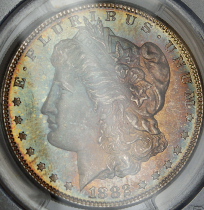 1882-S Morgan Silver Dollar, PCGS MS-65, Spectacularly Toned, DGH