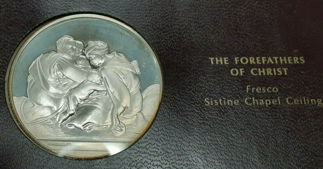 Franklin Mint Genius of Michelangelo PF .925 Silver Medal- Forefathers of Christ