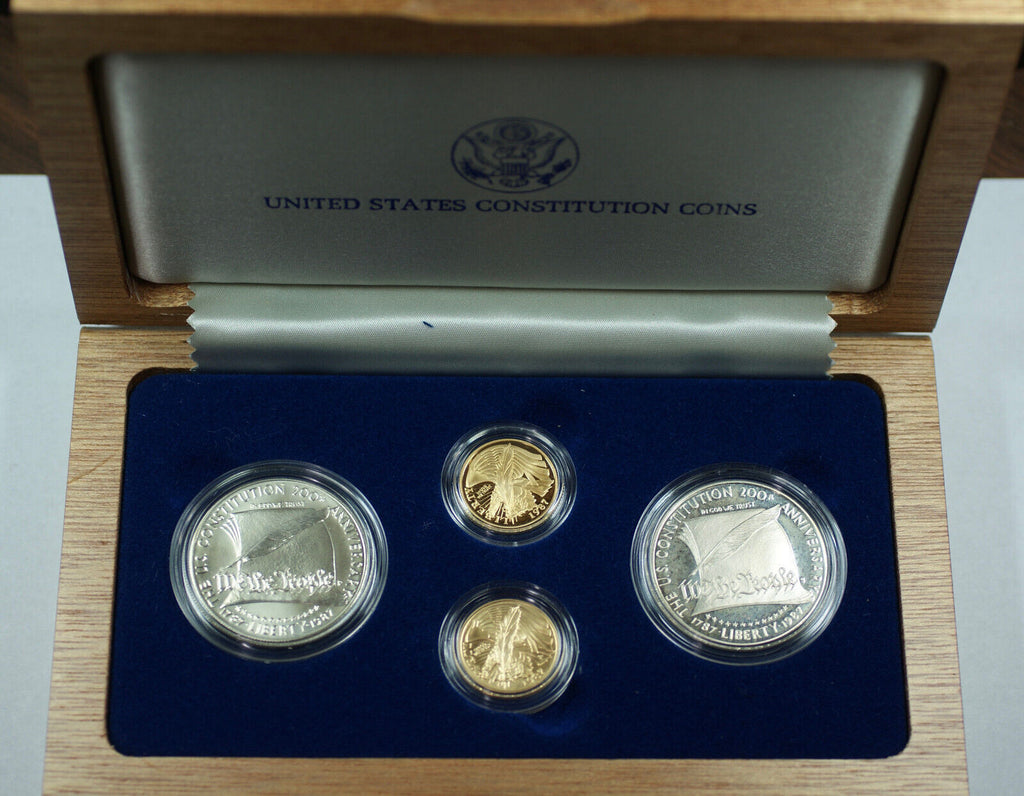 1987 Constitution Commemorative $5 $1 Proof & UNC Gold & Silver 4 Coin —  Juliancoin