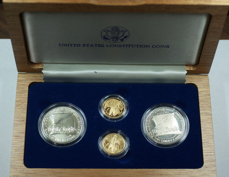 1987 Constitution Commemorative $5 $1 Proof & UNC Gold & Silver 4 Coin Set