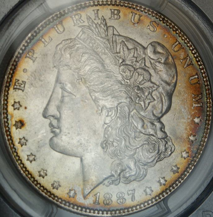 1887 Morgan Silver Dollar, PCGS MS-65, Lightly Toned, DGH