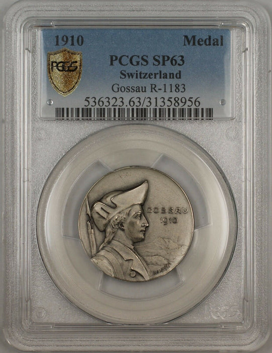 1910 Gossau Switzerland Silver Swiss Shooting Medal R-1183 PCGS SP-63