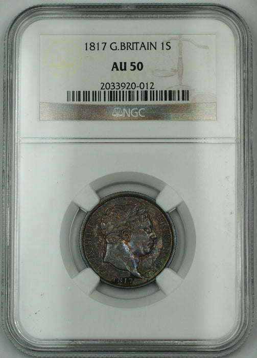 1817 Great Britain 1s Shilling Silver Coin George III NGC AU-50 AKR