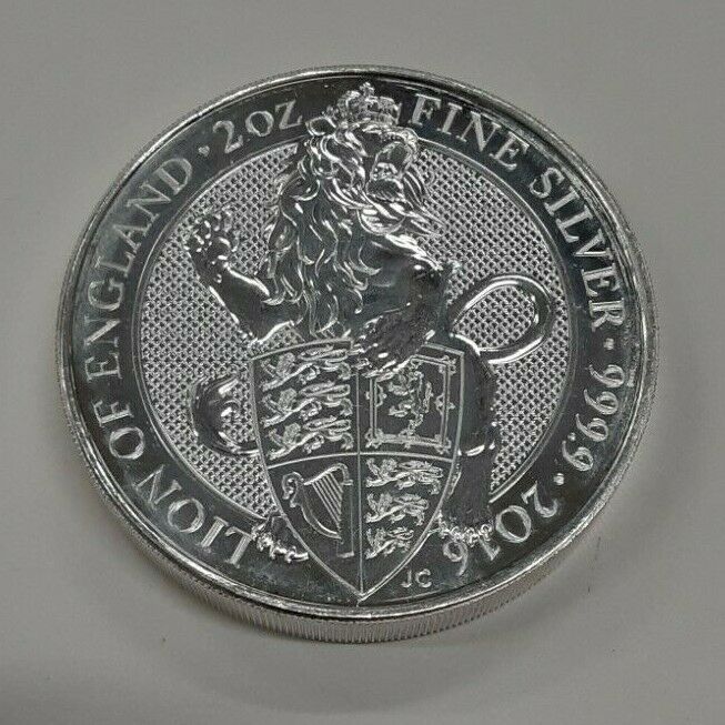 2016 Great Britain 2 Ounce Silver 5 Pound Coin - Lion of England