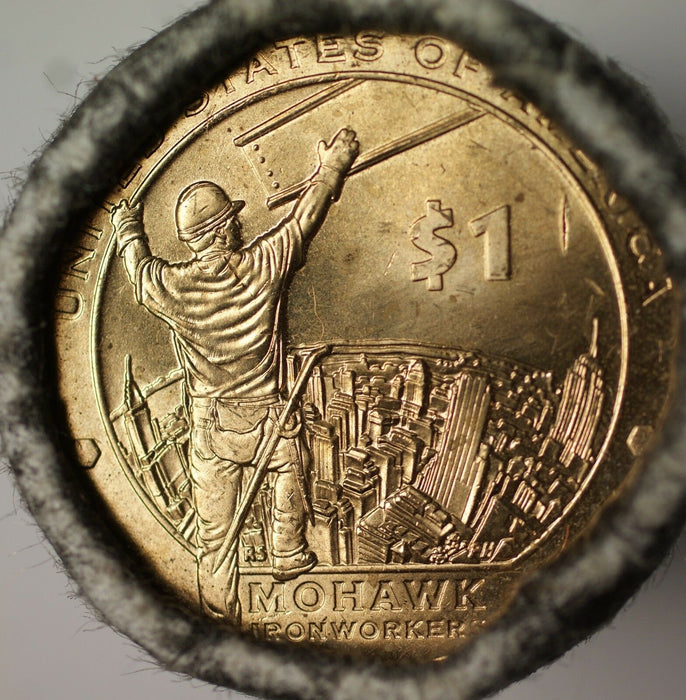 2015-P US Mint BU Roll 25 Mohawk Ironworker Native American $1 Dollar Coins OBW