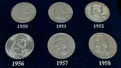 1934-64 The Last 30 Years of US 90% Silver Half Dollar Set in Wood Display Case