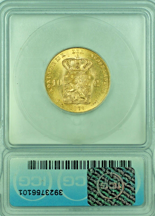 1879 Netherlands Gulden Gold Coin ICG MS 65