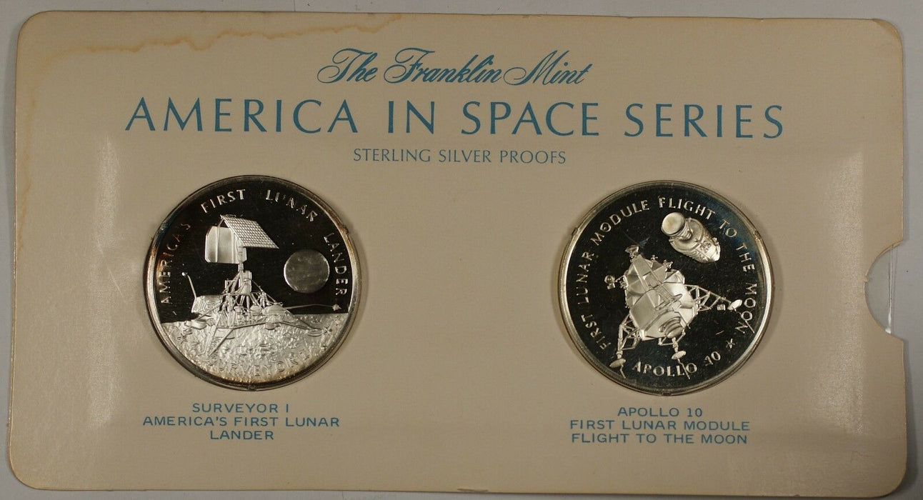 America in Space Series: Surveyor I & Apollo X Sterling Silver Proof Medals