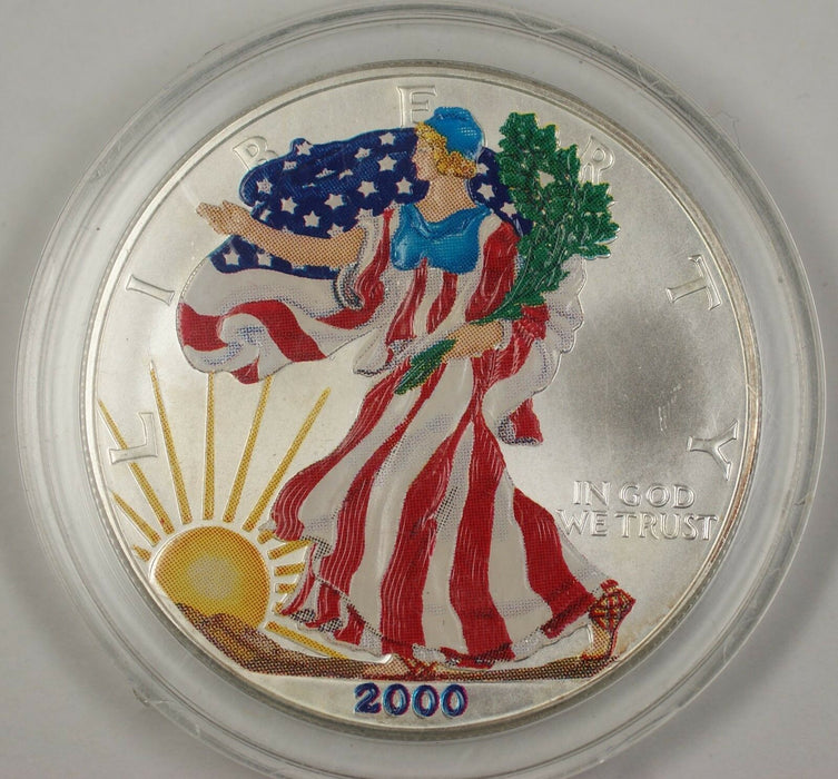 2000 American Silver Eagle (ASE) .999 UNC Beautifully Colorized Coin on Obverse