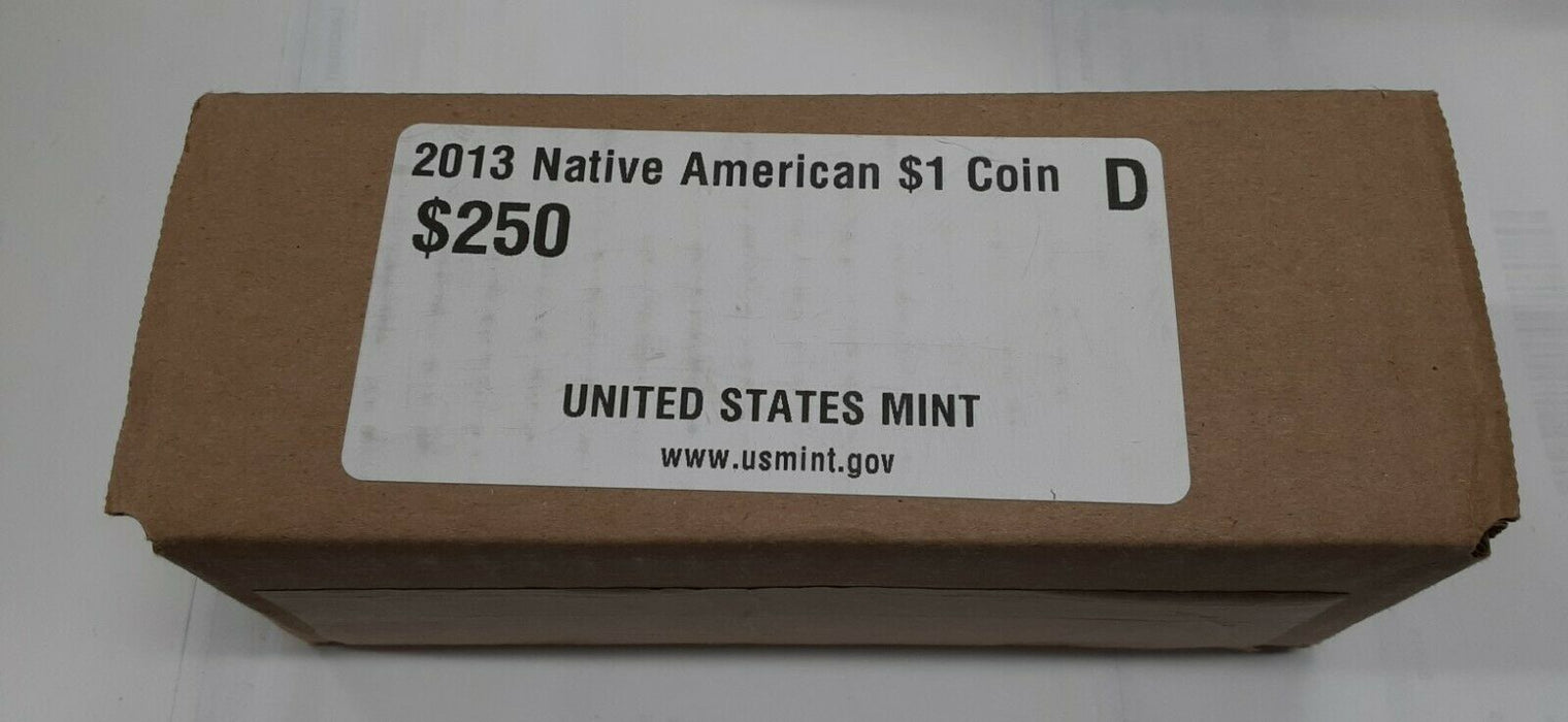 2013-D Native American Dollar Sealed Box of 250 BU 1$ Coins