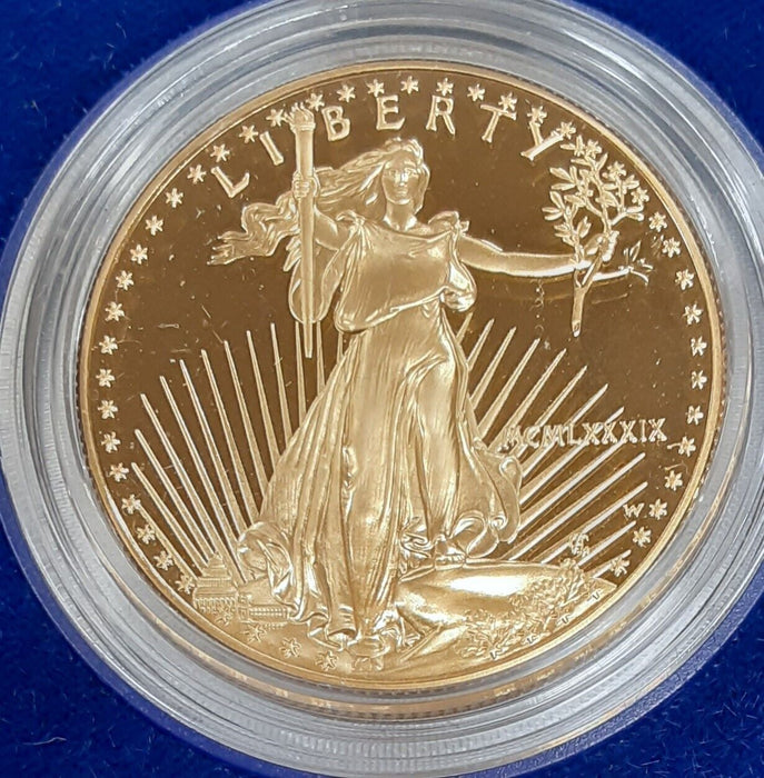1989-W Proof 1 Oz American Gold Eagle $50 Coin w/Box & COA
