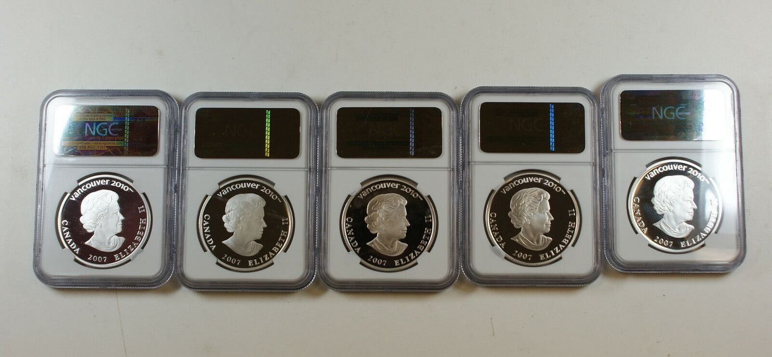 2007 Canada Hologram Coins, 5 Silver $25 NGC PR-69 Set, Olympic Royal Mint