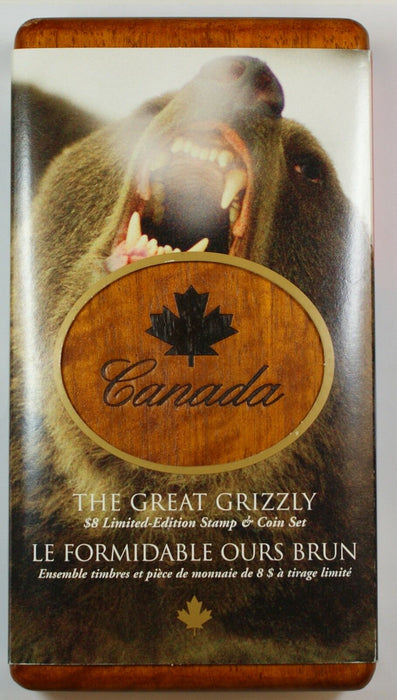 2004 Canada $8 The Great Grizzly Silver Coin & Stamp Set w/ Box & COA