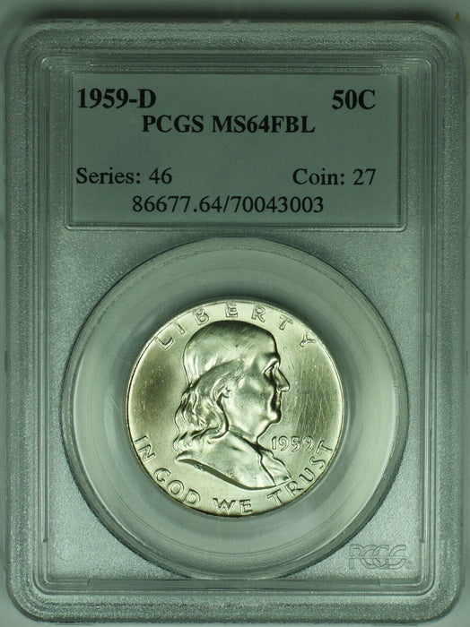 1959-D Franklin Half Dollar .50C PCGS MS 64 FBL (18) C