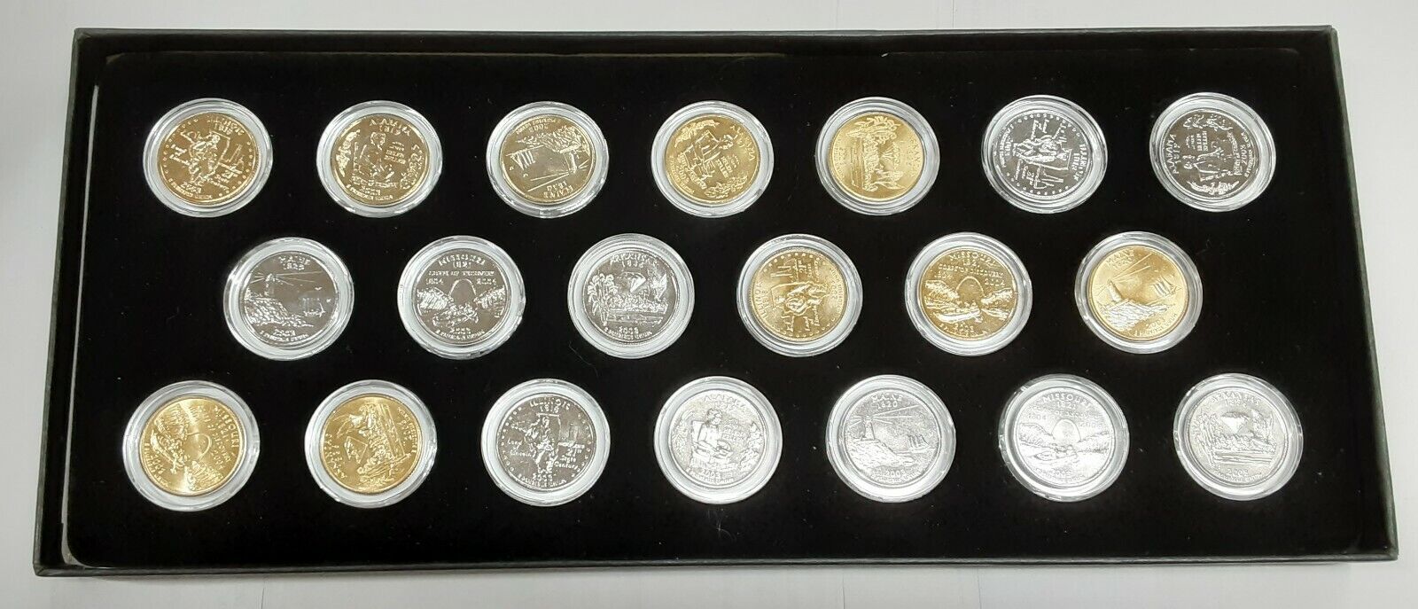 2003 US Statehood Quarters Gold & Silver Plated - 20 Coin Set in Case