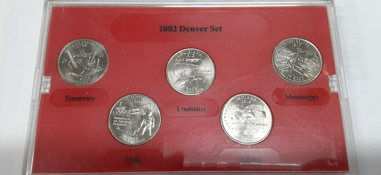 2002 State Quarters Set 20 Coins Total in Cases-Includes P & D/Gold&Plat Plated