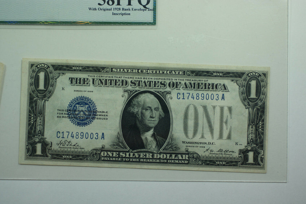 1928 One Dollar Silver Certificate $1 1928 Bank Envelope Fr. 1600 Legacy 58 PPQ