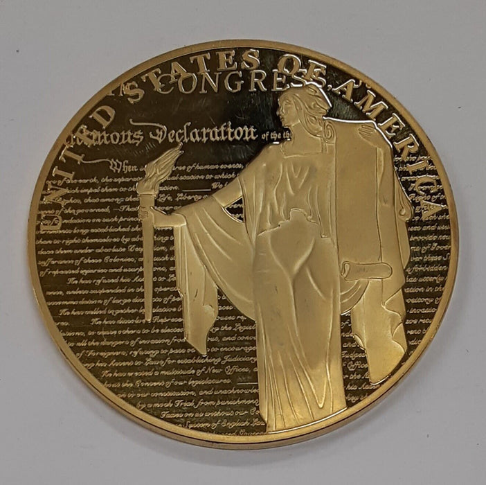 American Mint Declaration of Independence Gold Plated Medal - Proof W/COA
