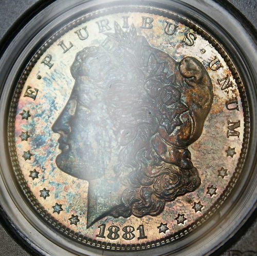 1881-S Morgan Silver Dollar Coin, PCGS MS-64 Toned