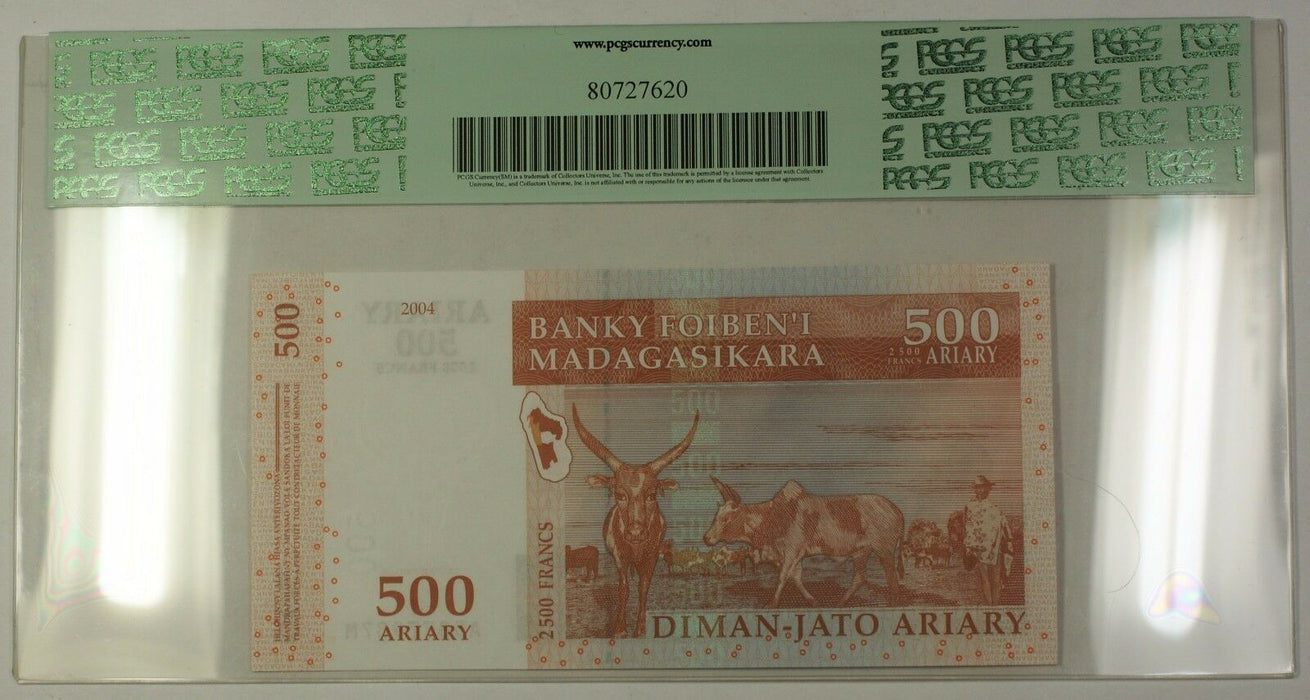 2004 Madagascar 500 Ariary 2500 Francs Note SCWPM# 88b PCGS Superb GEM 69 PPQ