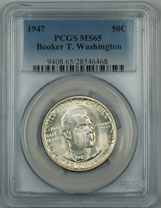 1947 Booker T Washington Commem Silver Half Dollar Coin PCGS MS-65 *Very Scarce*