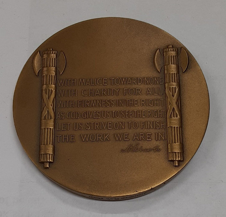 1934 Lincoln HR 2 3/4" Dia. Bronze Medal by MACo in Display Stand