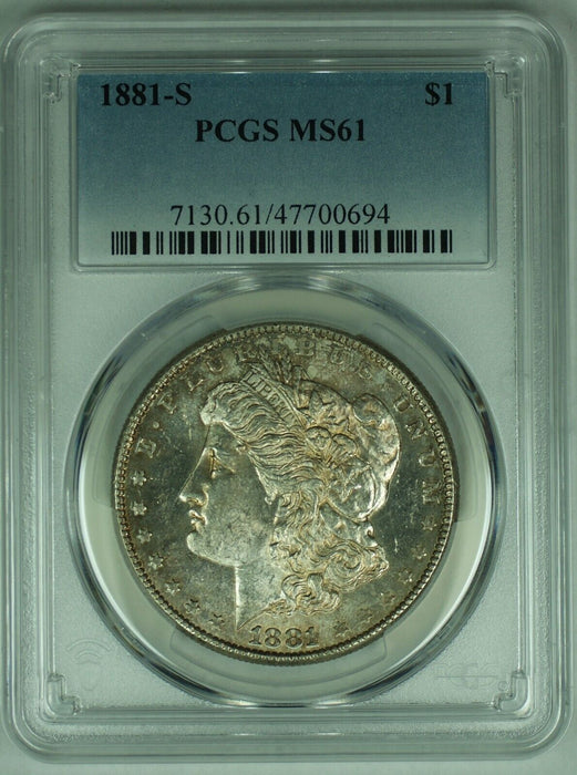 1881-S Morgan Silver $1 Dollar Toned Coin PCGS MS 61+ (8) C