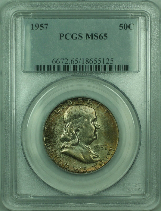 1957 Franklin Silver Half Dollar 50c PCGS MS-65 Original Mint Set Toning (30)
