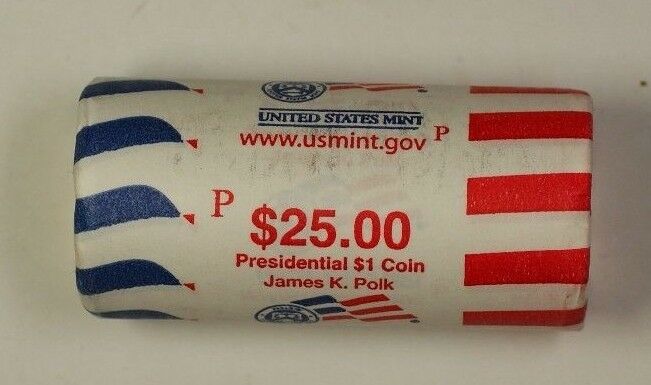 2009-P James K Polk Presidential Dollar Roll BU 25 $1 Coins Bank Wrapped OBW