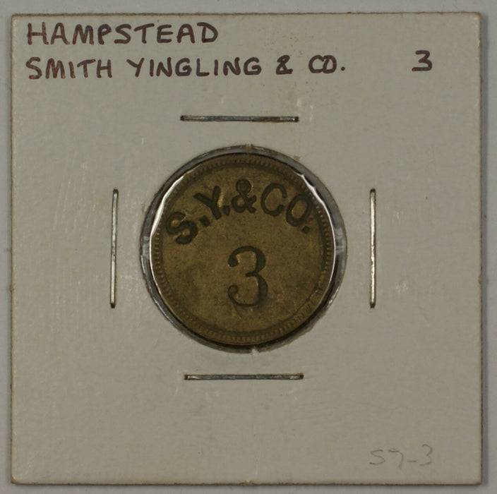 Early 20th Cen. Trade Token Smith Yingling & CO Carroll County Hampstead MD S-63