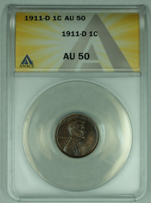 1911-D Lincoln Wheat Cent 1C Coin ANACS AU 50 (15)