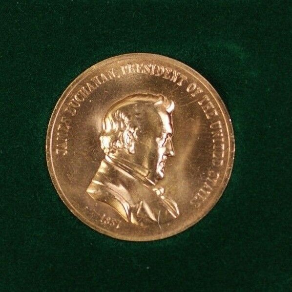 James Buchanan Presidential "Peace Medal" 1851 In Green Presentation Case