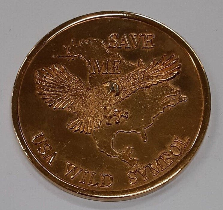 1992 Wildlife Assoc of America Save the Bald Eagle Gold Plated Medal-See Photos