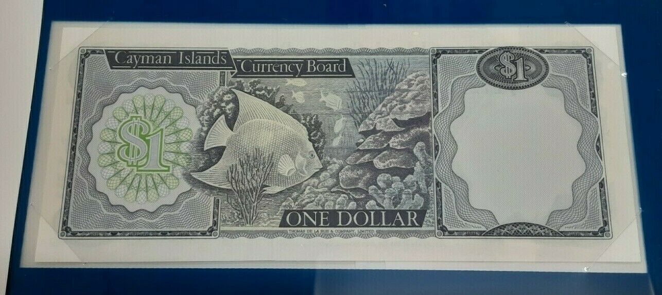 1971 Cayman Islands One Dollar Banknote Crisp Uncirculated in Stamped Envelope