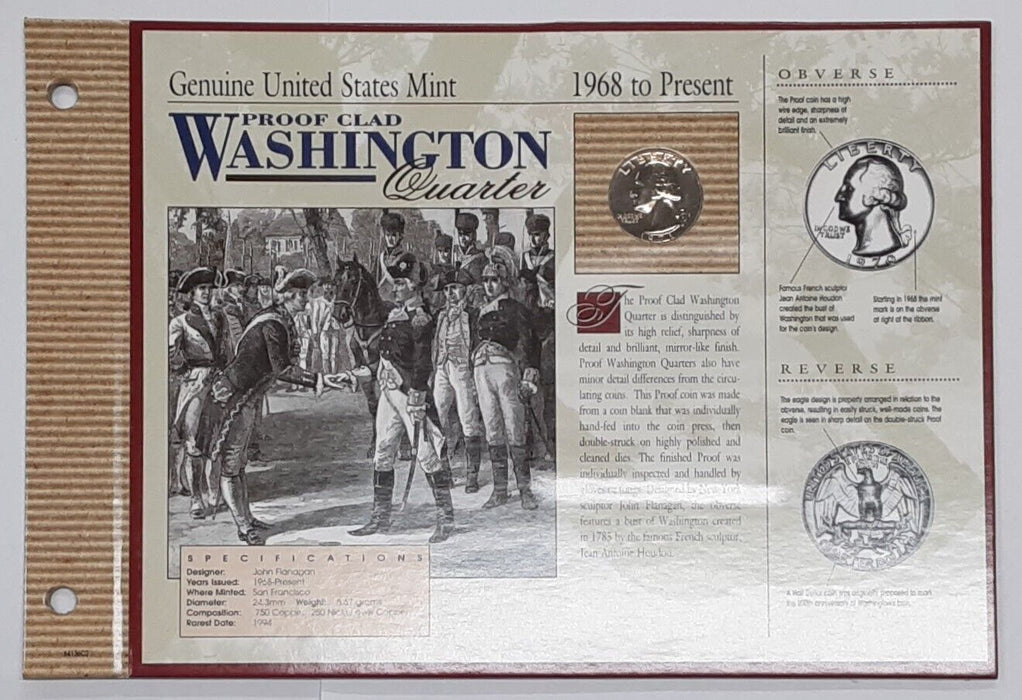 1971-S Clad Proof Washington Quarter Gem Proof in Info Card - See Photos