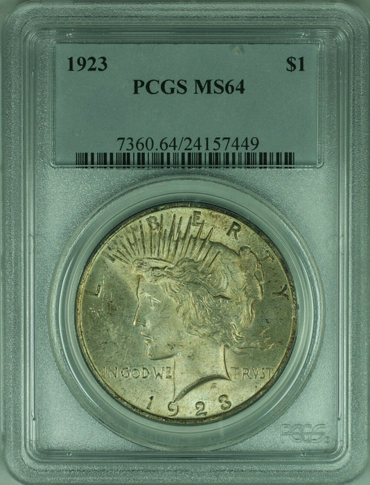 1923 Peace Silver Dollar $1 Coin PCGS MS-64 Nicely Toned (34-B)
