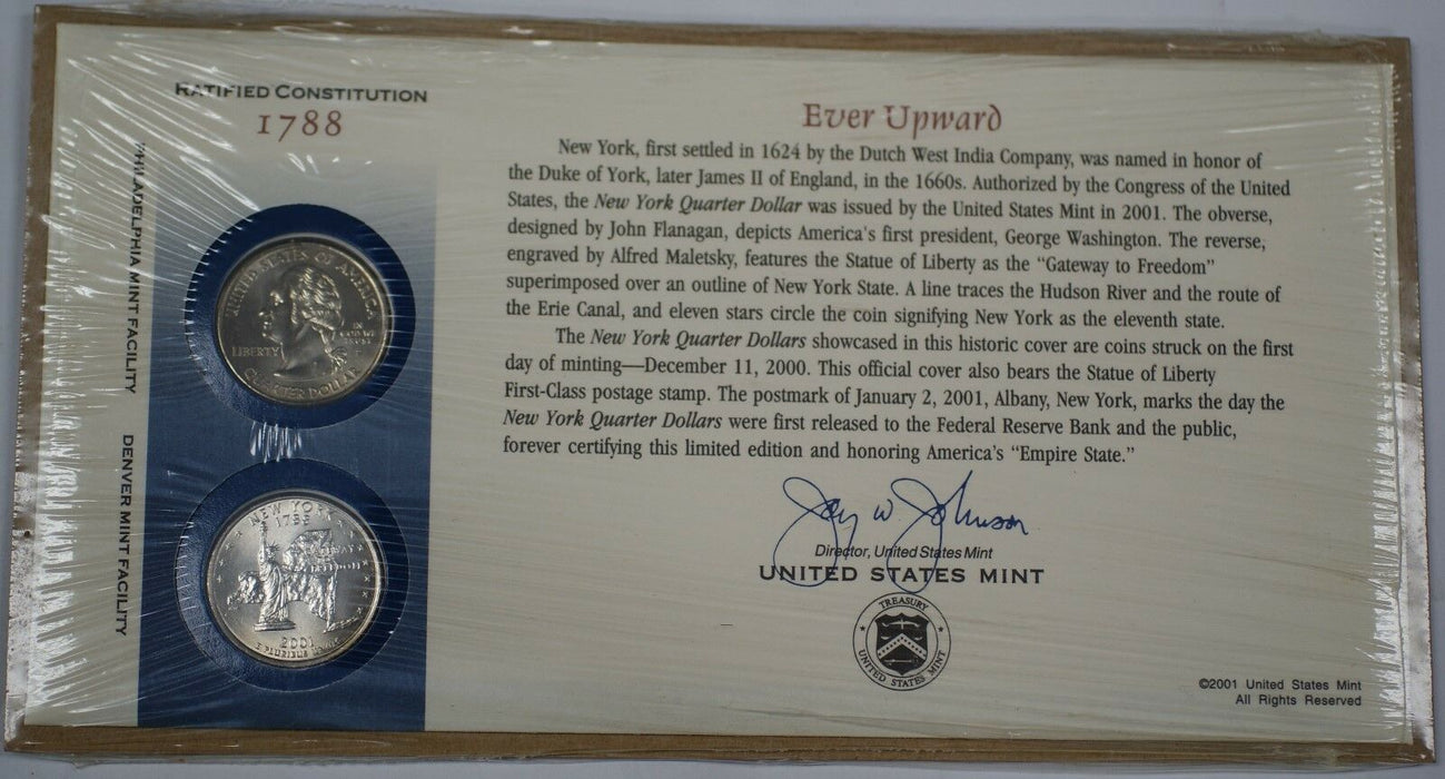 (2) 2000 New York State Quarter P&D-BU Coin Official Mint Cover