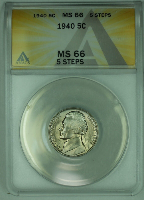 1940 Jefferson Nickel 5C ANACS MS 66 5 Steps (51)