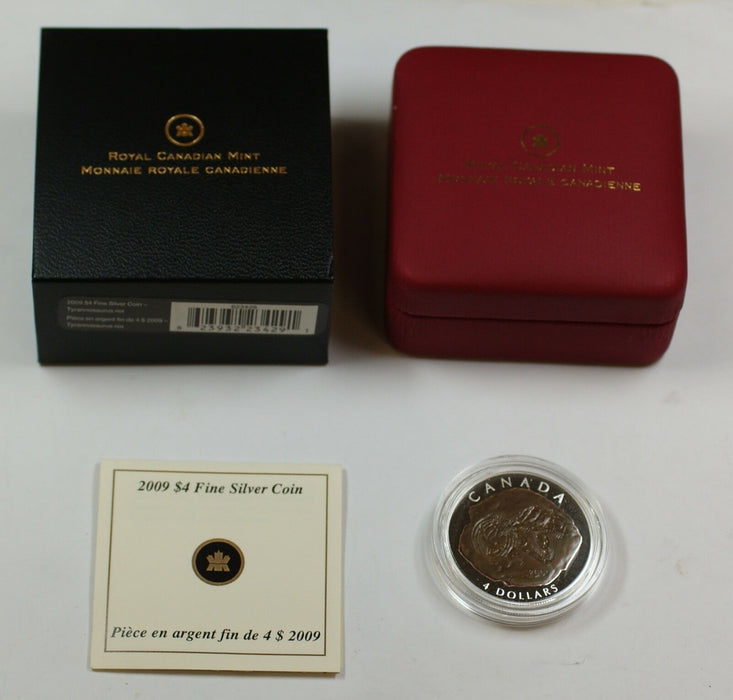 2009 Canada $4 1/2oz .9999 Proof Silver Tyrannosaurus Rex Coin- w/ Box & COA