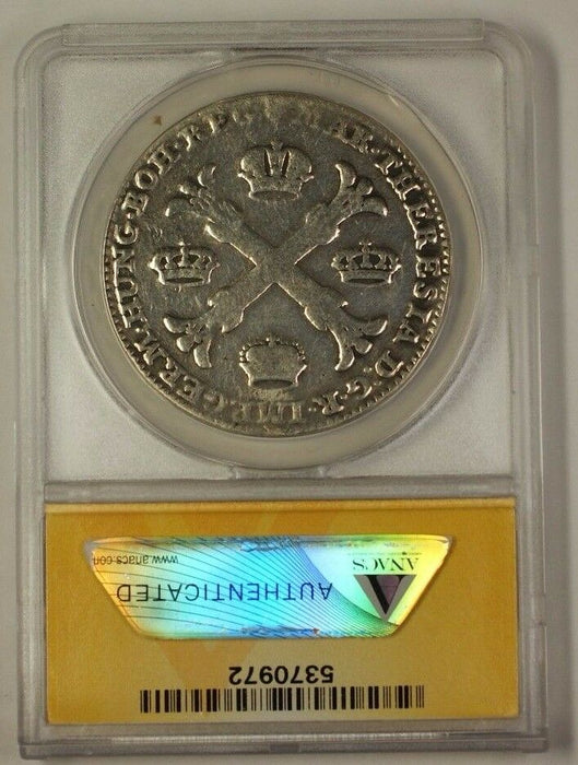1765 Austrian Netherlands Thaler Silver Coin ANACS F-12 Det. Polished Mt. Remove
