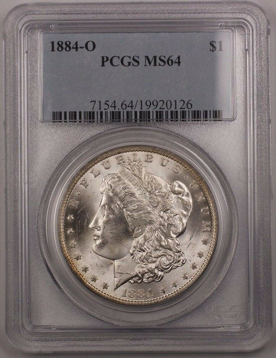 1884-O US Morgan Silver Dollar Coin $1 PCGS MS-64 Lightly Toned Rim BR3 B
