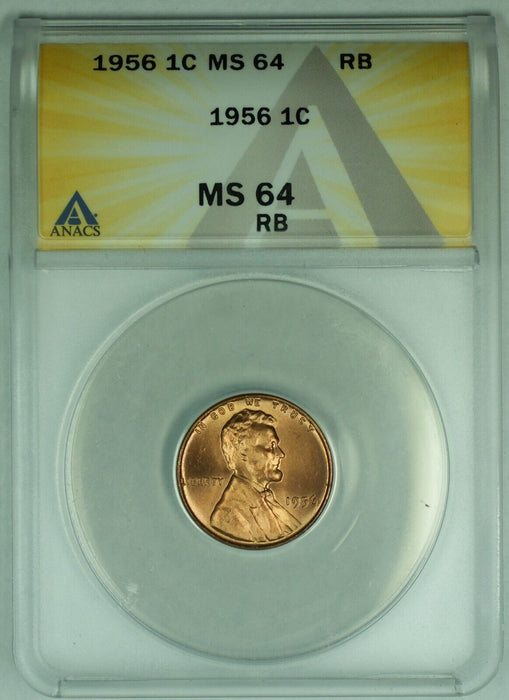 1956 Lincoln Wheat Cent 1C Coin ANACS MS 64 RB (24)