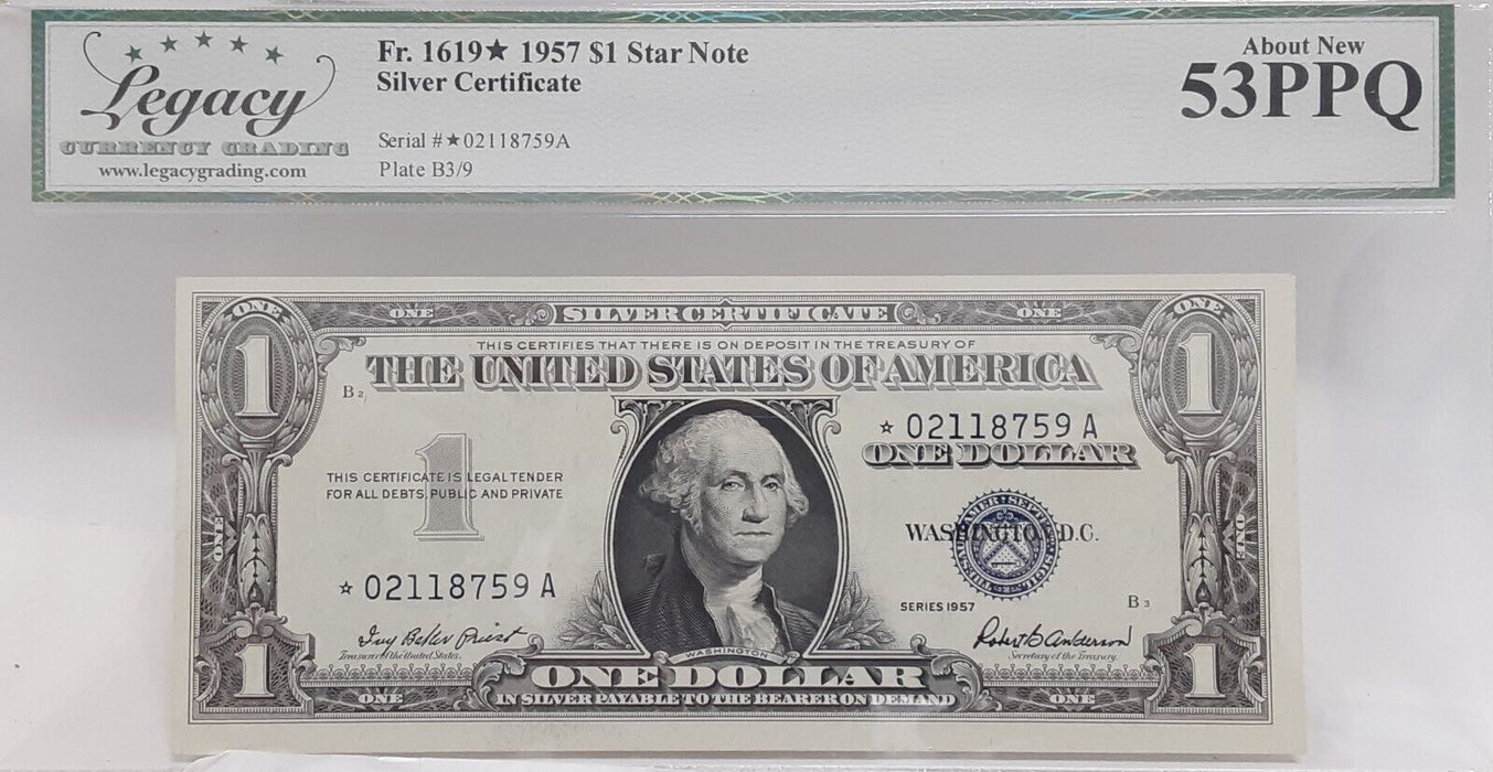 1957 $1 *STAR* Silver Certificate *-A Block Fr#1619*  Legacy About New 53PPQ