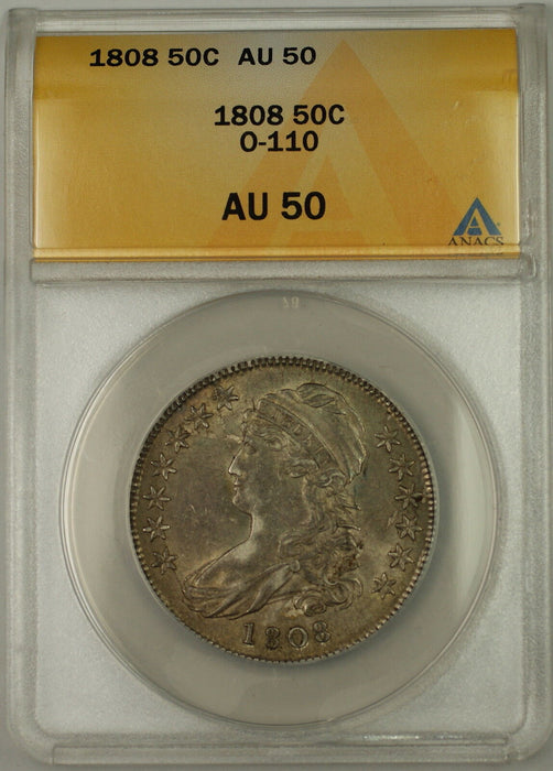 1808 Capped Bust Silver Half Dollar 50c O-110a ANACS AU-50 (Better Coin)