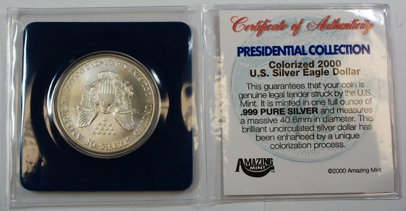 2000 American Silver Eagle Colorized with Al Gore in Honor of the 2000 Election
